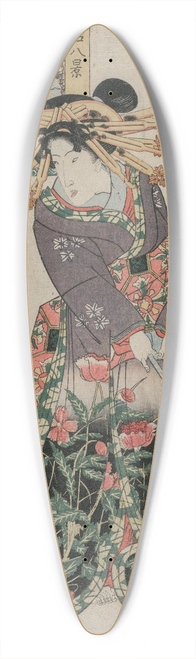 Utagawa Kuniyasu - The Courtesan Emon of Maruebiya with a View of Tago Bay (form the series Courtesans with a Playful Group of Eight Views) 39.3 inch art pintail longboard deck