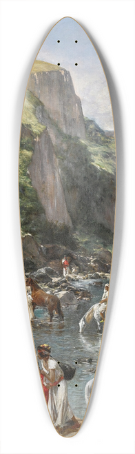 Victor Huguet - Riders In A Ravine 39.3 inch art pintail longboard deck