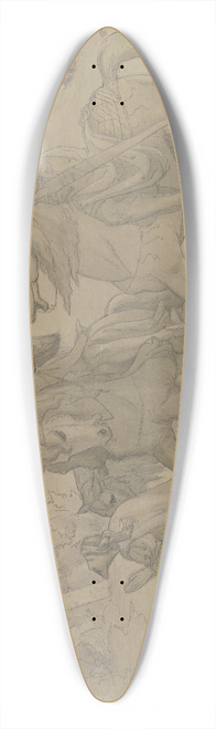 Victor Mller - Ein berittener Knig weist einem Krieger zu Pferde den Weg zu einer Ruine, ber der ein Stern strahlt 39.3 inch art pintail longboard deck