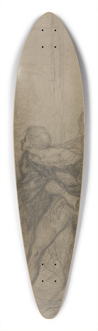 Victor Mller - Hamlet mit seiner Mutter Gertrude und dem hinter einem Vorhang getteten Polonius, im Hintergrund der Geist des Vaters, seine Forderung nach Rache erneuernd 39.3 inch art pintail longboard deck