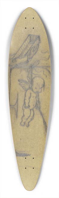 Victor Mller - Humoristische Initiale F; Lesender Gelehrter, an dessen F-frmigen Pult ein erhngter Putto baumelt 39.3 inch art pintail longboard deck