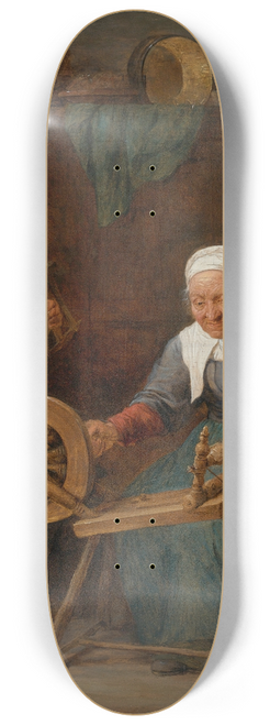 David Teniers The Younger - An Elderly Couple Spinning Woolin An Interior 8.25 inch art skate deck