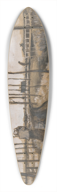 Vincent van Gogh - Landschap met Lopende Vrouw 39.3 inch art pintail longboard deck