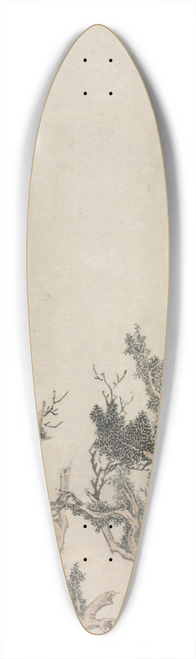 Wen Zhengming - Old Trees by a Wintry Brook 39.3 inch art pintail longboard deck