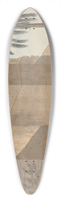Willey Reveley - Corner of a Stone Building with Palm Tree at Right 39.3 inch art pintail longboard deck