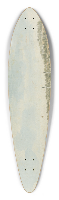 Willey Reveley - View of a Walled Town and Harbour with Towers Seen From the Sea 39.3 inch art pintail longboard deck