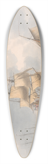 William Anderson - A Frigate Awaiting a Pilot 39.3 inch art pintail longboard deck