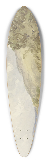 William Callow - Heuvellandschap met een meer en een boot met twee figuren 39.3 inch art pintail longboard deck
