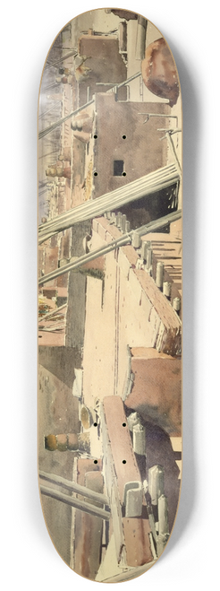 De Lancey Gill - Street in the Pueblo of Zuni, New Mexico 8.25 inch art skate deck