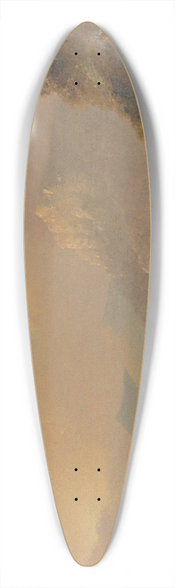 William Hodges - Waterfall in Dusky Bay with Maori canoe 39.3 inch art pintail longboard deck