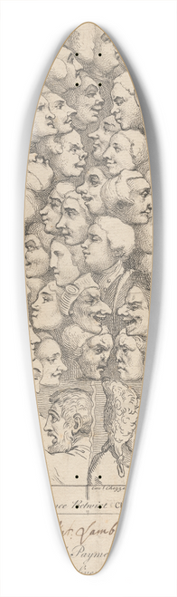 William Hogarth - Characters and Caricatures; subscription ticket for Marriage  la Mode 39.3 inch art pintail longboard deck