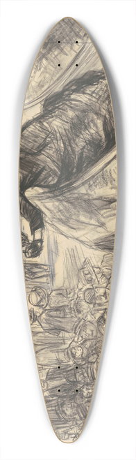 William James Glackens - I Went Down that There Slide Faster than the Empire State Express 39.3 inch art pintail longboard deck