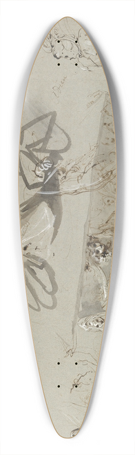 William Lock the Younger - Studies of Fairies with a Pair of Hands (possibly representing the Opening of Pandoras Box) 39.3 inch art pintail longboard deck