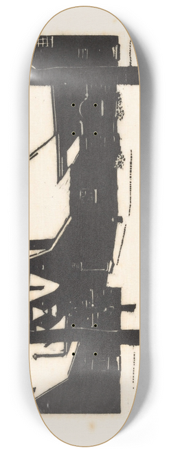 Dick Ket - Besneeuwd plein met twee bomen 8.25 inch art skate deck