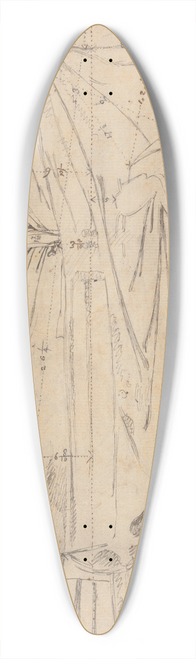 William Pars - Measured Drawing of Sculpture in Gymnasium at Ephesus 39.3 inch art pintail longboard deck