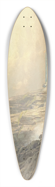 William Trost Richards - Rocky Cliff with Stormy Sea, Cornwall 39.3 inch art pintail longboard deck