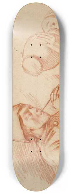 Dirk (Theodorus) Helmbreker - Studies of a Man Smoking and a Man Drinking 8.25 inch art skate deck
