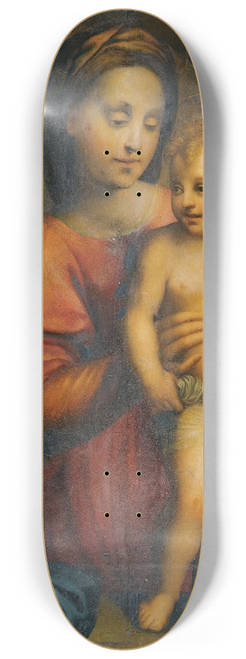 Domenico Puligo - Holy Family, With The Madonna Supporting The Standing Christ Child On A Stone Ledge 8.25 inch art skate deck