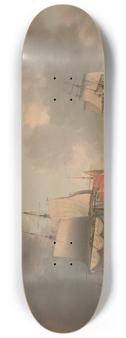 Dominic Serres - An English Two-Decker Lying Hove to, with Other Ships and Vessels in a Fresh Breeze 8.25 inch art skate deck