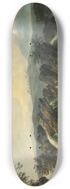 Dominic Serres - Camel Caravan Crossing Plane Above Waterfall 8.25 inch art skate deck