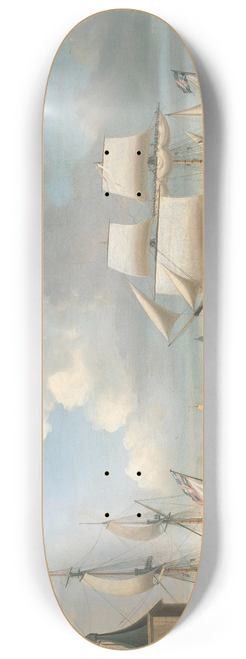 Dominic Serres - Foudroyant and Pgase entering Portsmouth Harbour, 1782 8.25 inch art skate deck