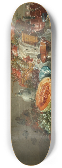 Dominicus Gottfried Waerdigh - Porcelain, silver objects, fruit and shellfish on a table 8.25 inch art skate deck