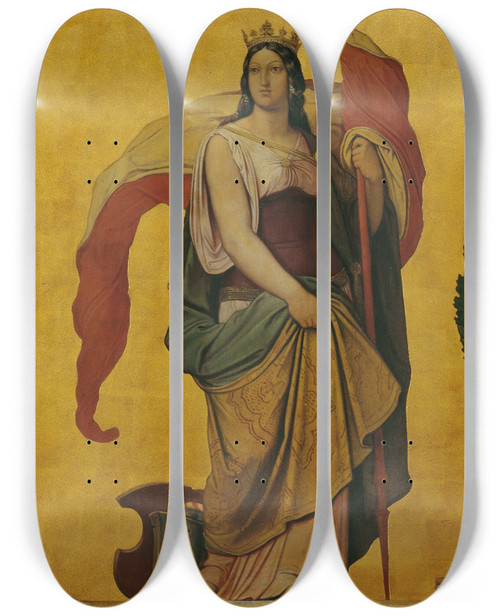 Triptych art skateboard deck of Moritz Von Schwind Allegorie Der Vier Stnde Und Huldigung An Groherzog Leopold Von Baden by Moritz Von Schwind (1804-1871)