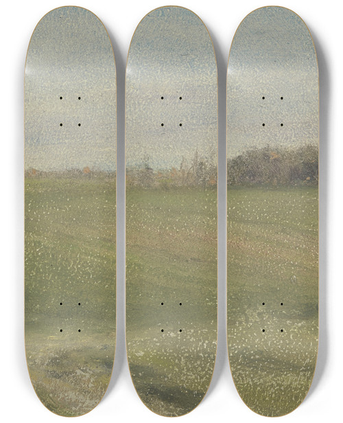 Triptych art skateboard deck of Wilhelm Amandus Beer Green Field by Wilhelm Amandus Beer (1837-1907)