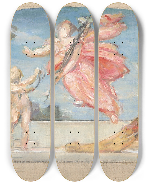 Triptych art skateboard deck of Kenyon Cox Study For Mural Union Trust Company Building The Sources Of Wealth by Kenyon Cox (1856-1919)
