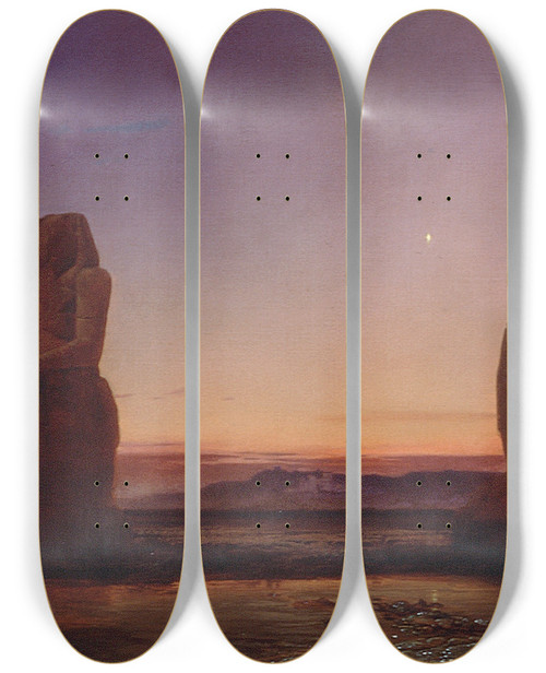 Triptych art skateboard deck of Frank Dillon The Colossal Pair by Frank Dillon (1823-1909)