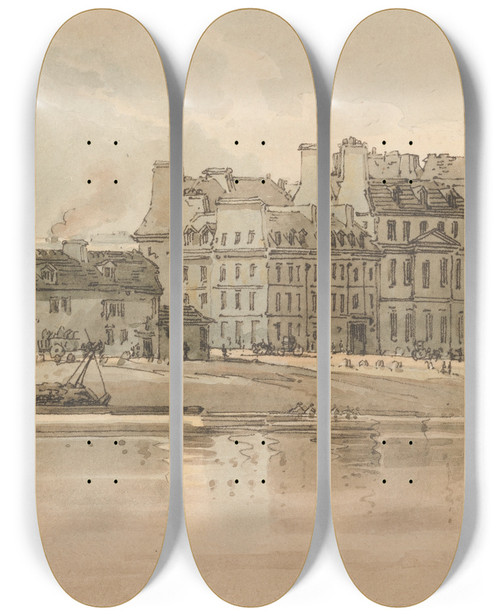 Triptych art skateboard deck of Thomas Girtin View Of The Pantheon From The Arsenal by Thomas Girtin (1775-1802)