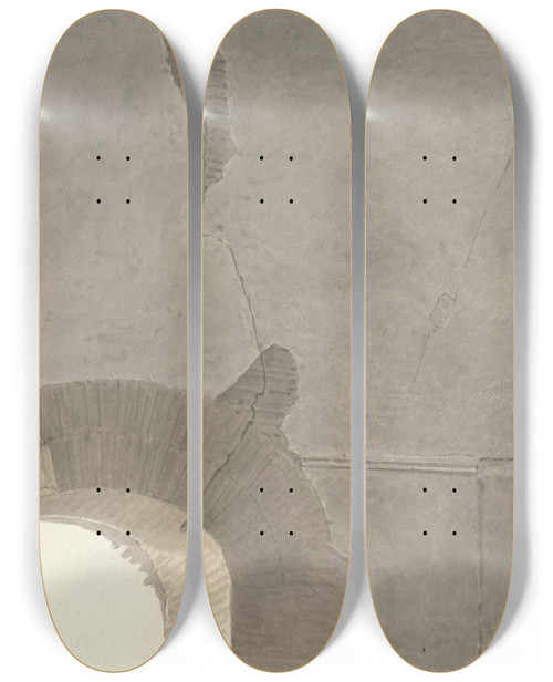 Triptych art skateboard deck of Josephus Augustus Knip Part Of The Vault Of The Temple Of Minerva Medica In Rome_1 by Josephus Augustus Knip (1777-1847)