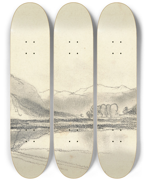 Triptych art skateboard deck of William James Mller On The Rhine_2 by William James Muller (1812-1845)