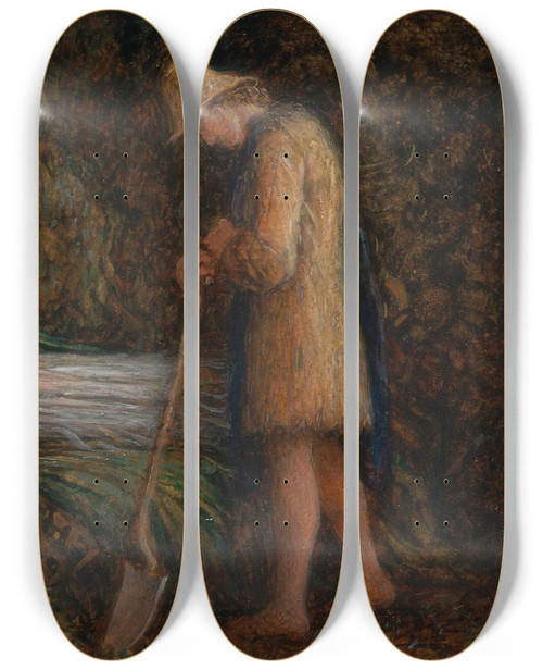Triptych art skateboard deck of James Smetham Imogen And The Shepherds Cymbeline Act Iv Scene Ii by James Smetham (1821-1889)