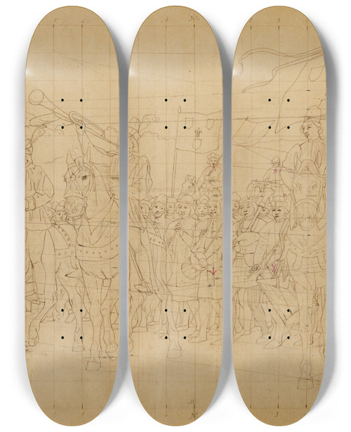 Triptych art skateboard deck of Jean Joseph Weerts La Fte Du Lendit_2 by Jean Joseph Weerts (1847-1927)