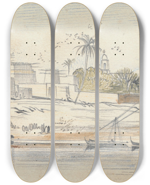 Triptych art skateboard deck of Edward Lear Negadeh 145 Pm 17 January 1867 by Edward Lear (1812-1888)