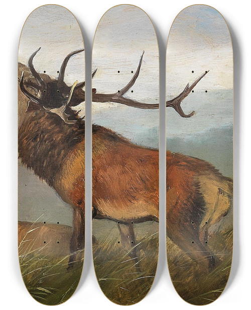 Triptych art skateboard deck of Carl Friedrich Deiker Die Rivalen_1 by Carl Friedrich Deiker (1836-1892)