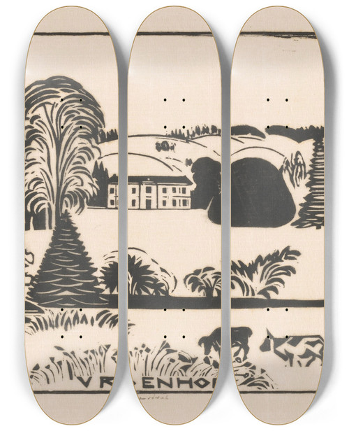 Triptych art skateboard deck of Johannes Frederik Engelbert Ten Klooster Landschap In Zuid Limburg by Johannes Frederik Engelbert Ten Klooster (1873-1940)