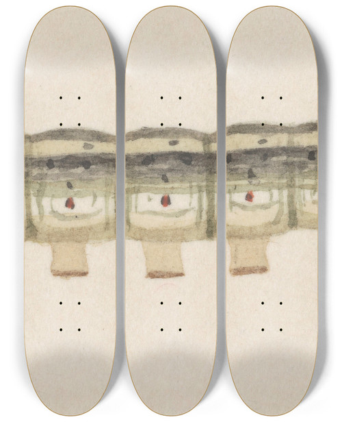 Triptych art skateboard deck of George Hudson Entomology Watercolour Pl014 by George Hudson (1867-1946)