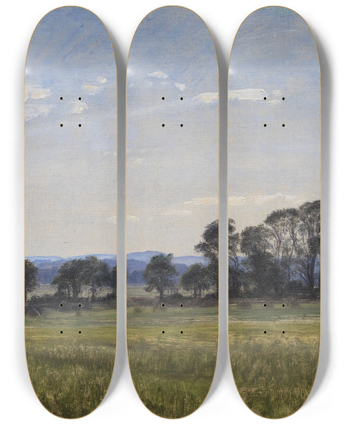 Triptych art skateboard deck of P C Skovgaard Engene Ved Dortheaslyst by P C Skovgaard (1817-1875)