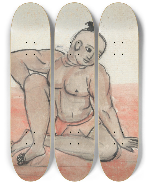 Triptych art skateboard deck of Gangaram Chintaman Tambat A Pair Of Jeyties_1 by Gangaram Chintaman Tambat