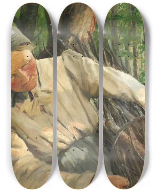 Triptych art skateboard deck of Georgesmariejulien Girardot Les Fagotteuses by Georges-Marie-Julien Girardot (1856-1914)