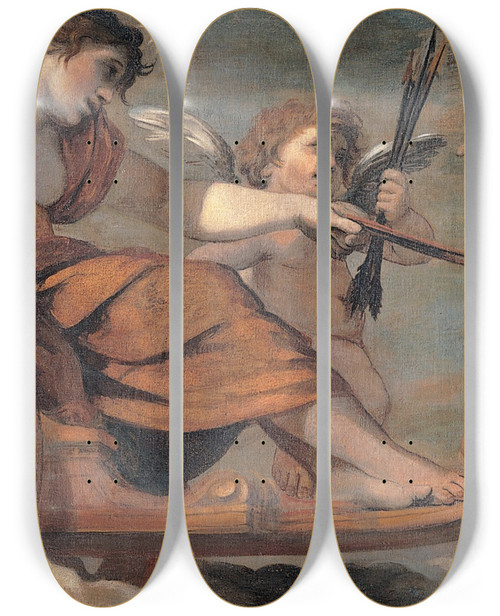 Triptych art skateboard deck of Pietro Da Cortona Chariot Of Venus by Pietro da Cortona (1596-1669)