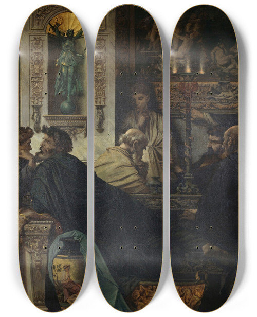 Triptych art skateboard deck of Anselm Feuerbach The Symposium Second Version by Anselm Feuerbach (1829-1880)