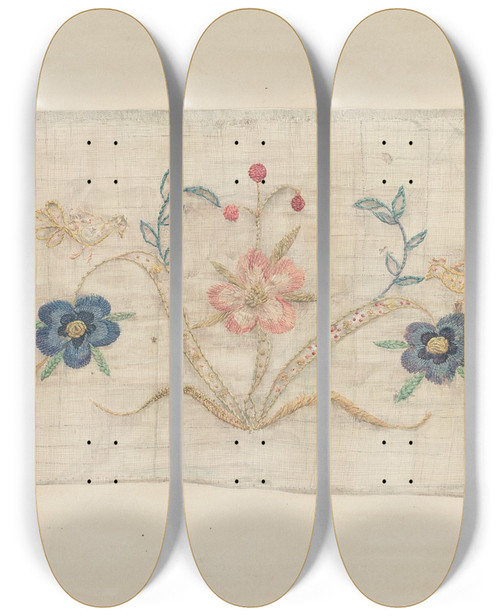 Triptych art skateboard deck of Isabella Ruth Doerfler Bed Hanging by Isabella Ruth Doerfler