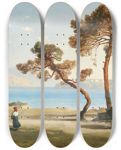 Triptych art skateboard deck of Albert Zimmermann Ansicht Aus Italien by Albert Zimmermann (1808-1888)