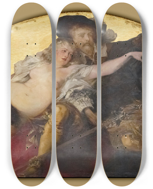 Triptych art skateboard deck of Hans Makart Peter Paul Rubens by Hans Makart (1840-1884)