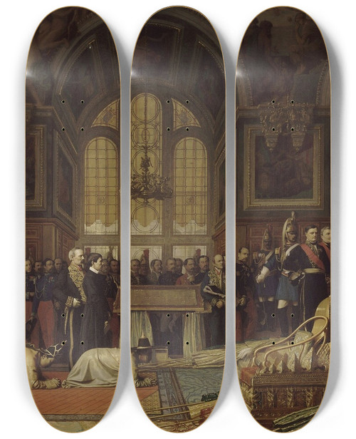 Triptych art skateboard deck of Jeanlon Grme Reception Of The Siamese Ambassadors By The Emperor Napoleon Iii At The Palace Of Fontainebleau June 27 1861 by Jean-Lon Grme (1824-1904)