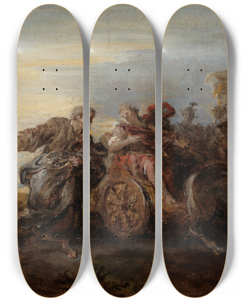 Triptych art skateboard deck of Joseph Parrocel Scenes From Ancient History_1 by Joseph Parrocel (1646-1704)