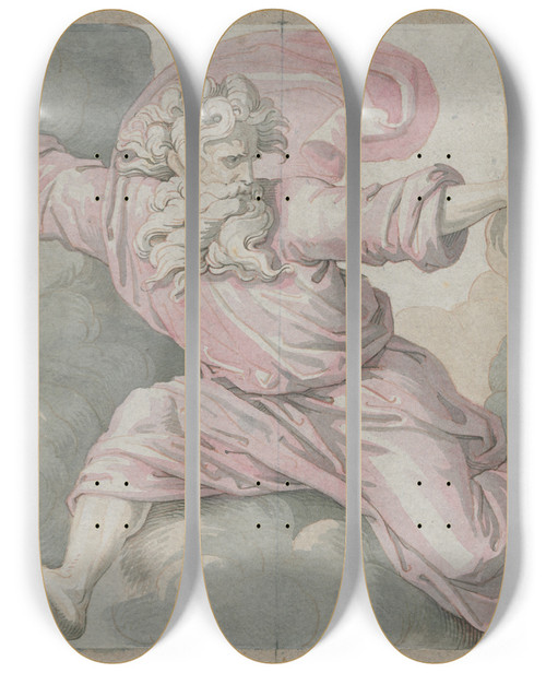 Triptych art skateboard deck of David Humbert De Superville God Scheidt Licht En Duisternis by David Humbert De Superville (1770-1849)